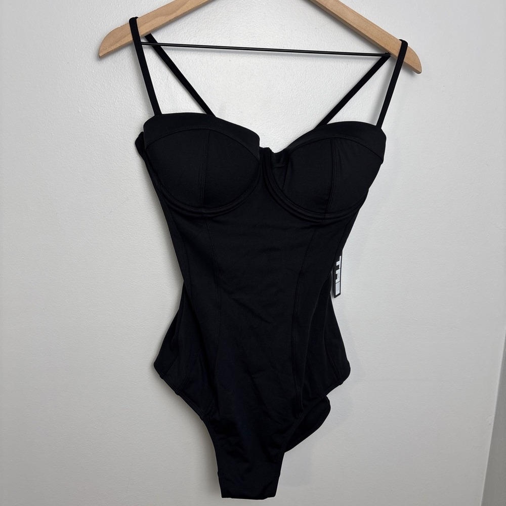 TA3 Pushy One-Piece Swimsuit Large Reg/Long B/C Cup Black Shapewear $178 NEW